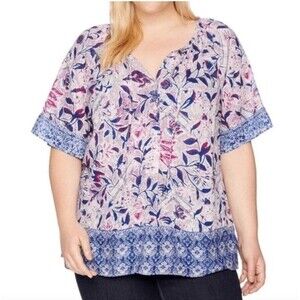 Lucky Brand Trapunto Border‎ Top Size 2XL